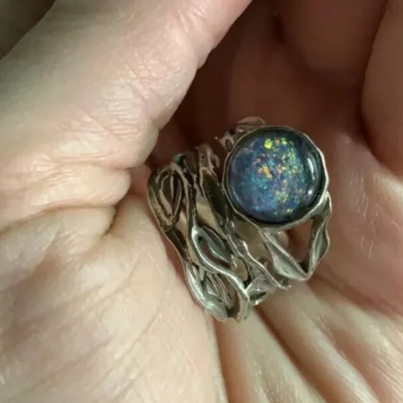 925s Sterling Opal ring SIZE 8 fairy core - Picture 3 of 15